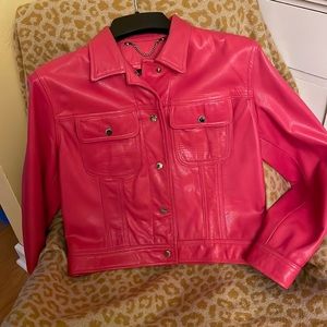 Black Label Ralph Lauren Embossed Leather Jacket  Size 6 Petite